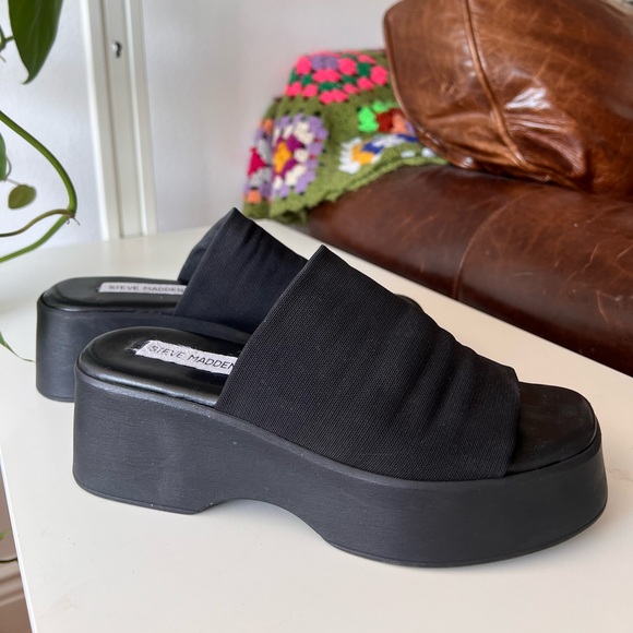 Steve Madden Shoes - Steve Madden Black Platform Slides Slinky30